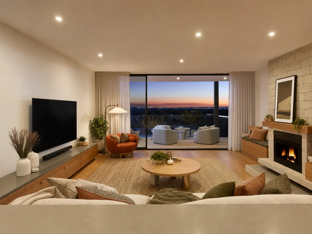 Warm LED downlights in a living room